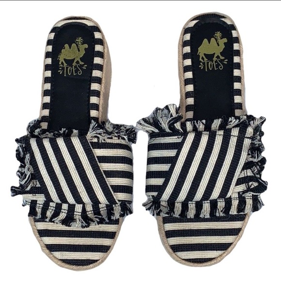 Toes espadrille canvas striped slides size 9 - Picture 1 of 6